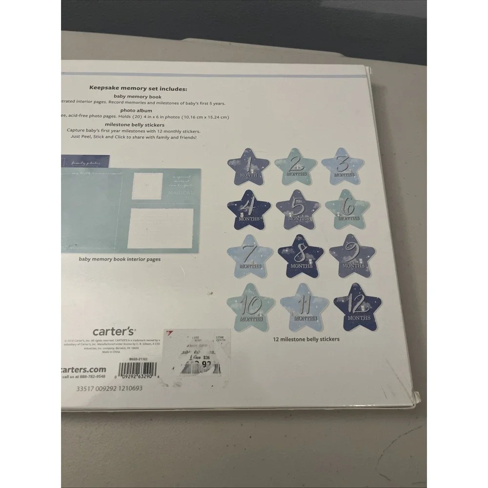 Carter's Blue All The Stars Gender Neutral Baby Memory Book for Newborn Keepsake